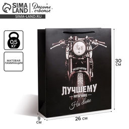 Пакет подарочный ламинированный, упаковка, «Лучшему во всем мужчине», M 30×26×9 см