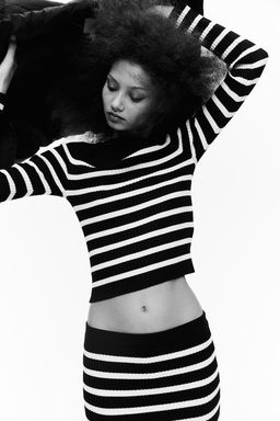 Top en punto de canale con escote barco - H&m фото 3