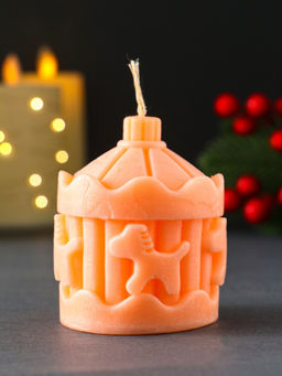 Декоративная свеча новогодняя «Карусель с лошадками», 60×80 мм, персиковый
