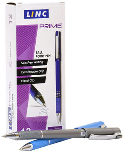 Ручка шариковая Linc Prime синяя 1 мм, ассорти круглый корпус, грип