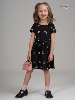 Платье Лето тюльпаны на черном