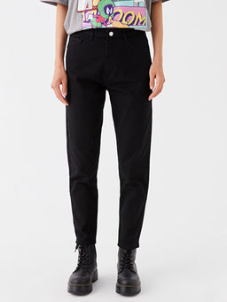 Y?ksek Bel Mom Fit Kad?n Jean Pantolon