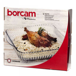 Боркам (Borcam) Форма стеклянная жаропрочная 3,2л, 28х28х6см, квадратная, волнистый край, цветной картон, Pasabahce (Турция) - Домашняя мода фото 2