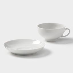 Чайная пара Дулевский фарфор «Рубин», 220 мл, чашка d=10.2 см, блюдце d=14 см, белая