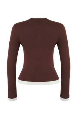 Trendyolmilla Antrasit Renk Bloklu Fitted/Vucuda Oturan Viskon/Yumusak Kumasl? Esnek Orme Bluz TWOAW25BZ00114  фото 7