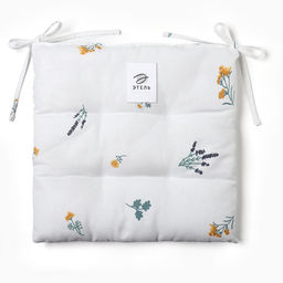 Подушка на стул Этель. Полевые цветочки, 42?42?7 см, белая