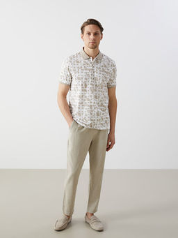 Polo Yaka K?sa Kollu Desenli Pike Erkek Ti??rt