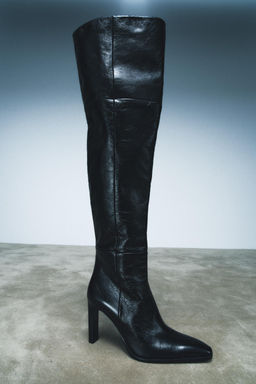 LEATHER XL HEELED BOOTS LIMITED EDITION - Zara фото 4