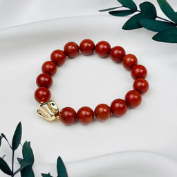 Браслет из кирпичной Яшмы со вставкой - Радуга самоцветов фото 2