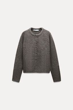 KNIT CARDIGAN WITH METAL BALL BUTTONS - Zara фото 6