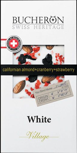 BUCHERON. Village. Белый с миндалем, клюквой и клубникой 85 гр. карт.пачка