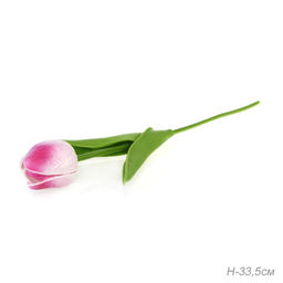 Цветок искусственный Тюльпан малиново-розовый 33 см / J125-2 /уп 150/1500/ латэкс
