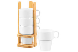 Набор 4 кружек 170 мл 10,5*8,5*21 см Айсберг на дерев. подставке