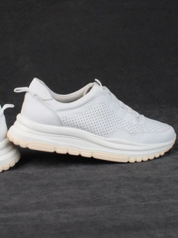 05-PDL250-1 WHITE Кроссовки женские (натуральная кожа)