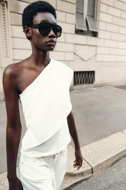 TOP ASIM?TRICO INTERLOCK / Blanco - Zara фото 4