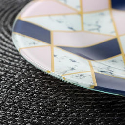 Тарелка стеклянная обеденная Доляна Розовый мрамор, d=23 см фото 3