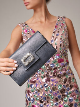 Клатч замшевый Deboro 31016 синее серебро