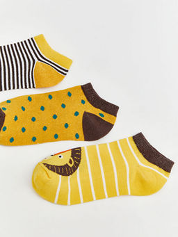 Desenli Erkek ?ocuk Patik ?orap 3l?