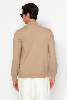 TRENDYOL MAN Premium Camel Regular Fit Yar?m Bal?kc? Yaka Yumusak Basic Triko Kazak TMNAW24KZ00055 - Trendyolmilla фото 16