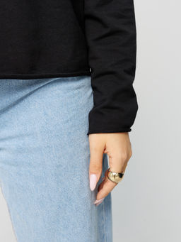 Женский лонгслив из футера 2-х нитки черный ВК-25 (35)