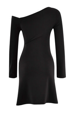 Siyah More Sustainable Buzgu/Drape Detayl? K?sa/Mini Fitilli Esnek Orme Elbise TWOAW26EL00159