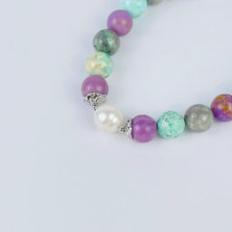 Браслет из Фосфосидерита, Варисцита и Жемчуга - Радуга самоцветов фото 2