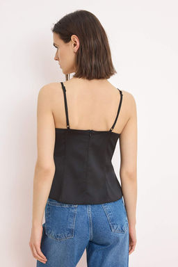 Siyah Dantel Detayl? Transparan Saten Dokuma Bluz TPRSS26BZ00047 - Trendyolmilla фото 5