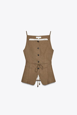 BEADED BELT WAISTCOAT IN LINEN BLEND - Zara фото 14