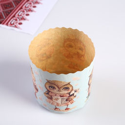 Цена за 20 шт. Форма бумажная для кекса, маффинов и кулича Совушки 90x90мм - Simaland фото 2