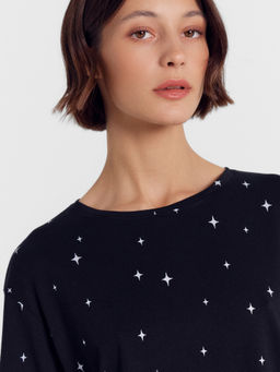 Пижама женская черная с принтом звезды звездная россыпь на черном 592559 - Mark formelle фото 5
