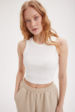 Топ халтер укороченный "Белый" женский