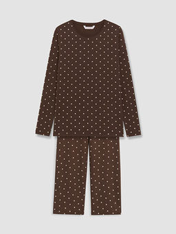 Bisiklet Yaka Puantiyeli Kad?n Pijama Tak?m?