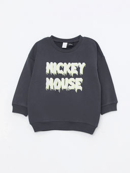 Bisiklet Yaka Uzun Kollu Bask?l? Erkek Bebek Sweatshirt