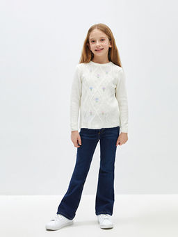 Bisiklet Yaka Nak??l? Uzun Kollu K?z ?ocuk Triko Kazak - Waikiki фото 2