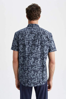 Хлопковая рубашка обычного кроя с короткими рукавами и рисунком - Defacto фото 4