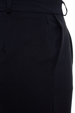 Lacivert Wide Leg/Genis Paca Pileli Dokuma Kumas Pantolon TWOSS21PL0155