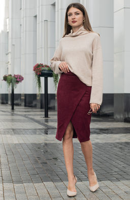 Юбка-карандаш винный