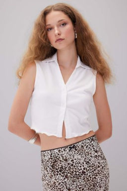 Fitted V Yaka Burumcuk Kolsuz Bluz