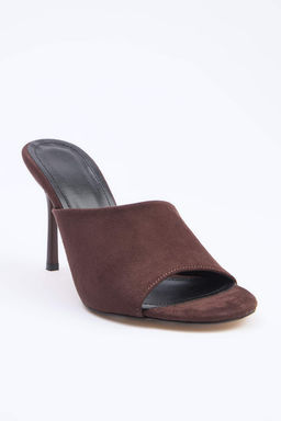 Kahverengi Suet 9 cm Kad?n Klasik Topuklu Ayakkab? TAKSS26TO00028