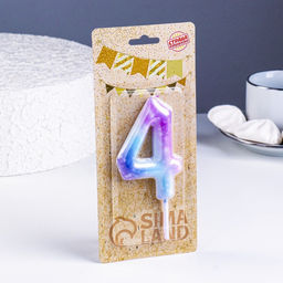 Свеча в торт на шпажке Галактика, цифра 4, 9 см, ГИГАНТ - Страна карнавалия фото 2