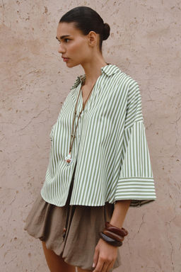 STRIPED SHIRT WITH TURN-UP SLEEVES - Zara фото 10