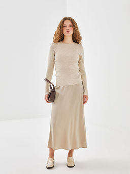 Bisiklet Yaka Dokulu Kad?n Triko Kazak