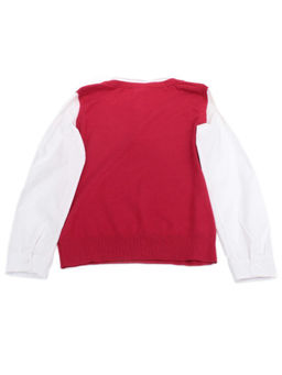 K509 RED Джемпер женский с имитацией рубашки (70% хлопок, 20% эластан, 10% кашемир)