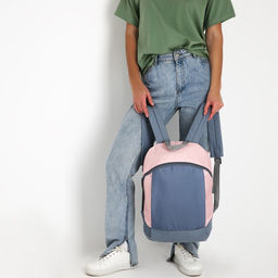 Рюкзак текстильный 46х30х10 см, вертикальный карман, цвет серый, розовый - Nazamok фото 10