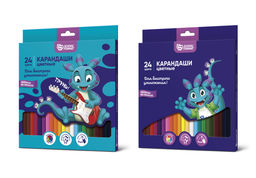 Набор цветных карандашей SMART DINO 24 цв. шестигранные, корпус деревянный, картонная упаковка - 1000 деталей фото 2