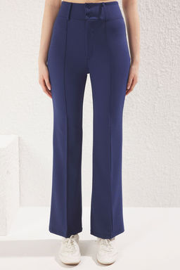 Lacivert Nervur Detayl? Yuksek Bel Flare/Ispanyol Paca Pantolon TWOAW25PL00071