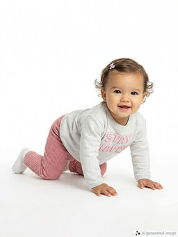 Bisiklet Yaka K?z Bebek Sweatshirt ve Tayt 2li