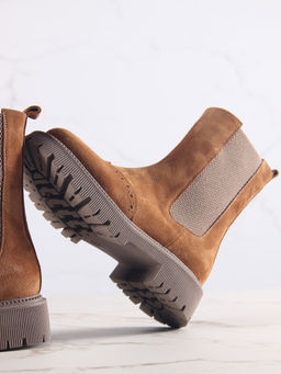 Челси 360.P.taskanaka.Серо-коричневая замша/шерсть