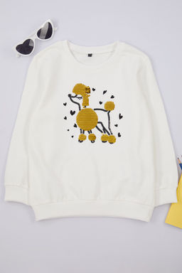 Somon K?z Cocuk Bask?l? Pamuklu Orme Sweatshirt TKDAW25SW00011 - Trendyolmilla фото 3
