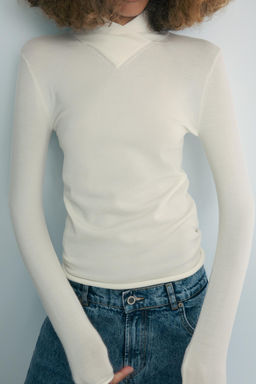 WOOL BLEND CROSS-OVER HIGH NECK JUMPER - Zara фото 8